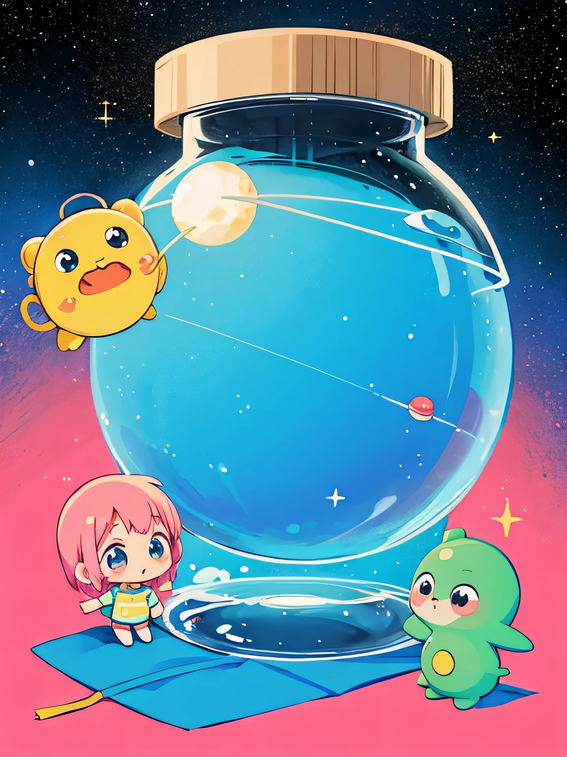 Fujio Akatsuka Style, Kawaii Design, most beautiful girl ever、Chibi, Space Travel, Cute Martian