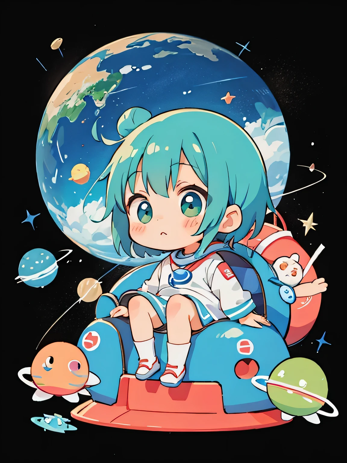 Fujio Akatsuka Style, Kawaii Design, most beautiful girl ever、Chibi, Space Travel, Cute Martian