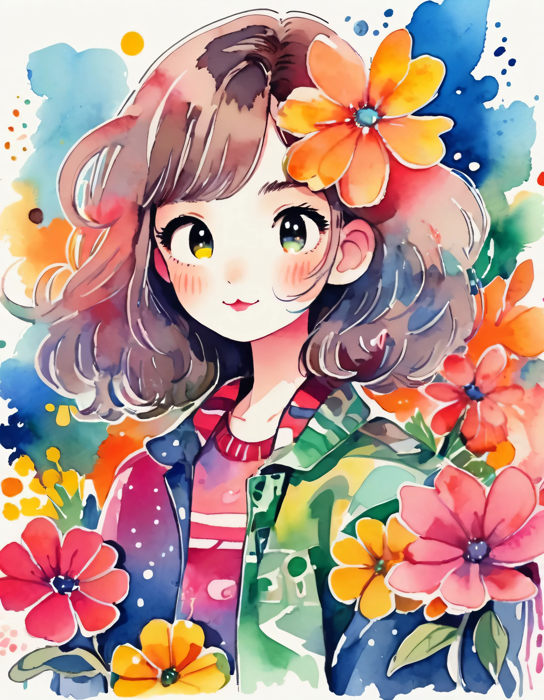 Micho Style、(((stylish fashion))), 8K Quality、Intense watercolor, Detailed watercolor art, Watercolor splash, Surreal, avant-garde pop art, Beautiful and expressive paintings, Beautiful artwork illustration, Very colorful tones, wonderful, Cool beauty, highest quality、Official Art, Vector art, Stylish design, (((The most beautiful girl))), (((highest quality))), HDR, ((detailed)), (((Doodle Art)), ((masterpiece)), ((Super detailed)), (((Colorful flowers))),(((Stylish)))