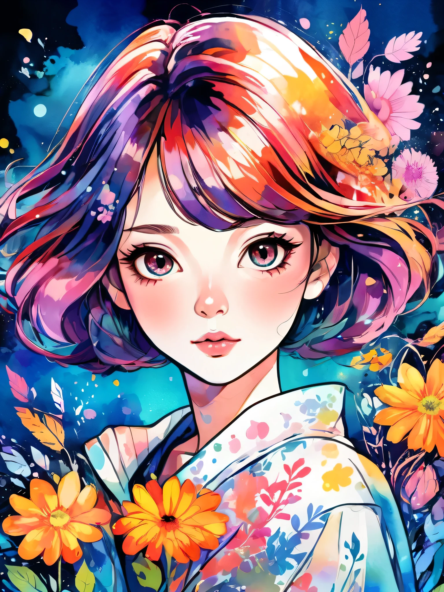 absurdres, highres, ultra detailed, (1girl:1.3), kawaii
BREAK
Momoko Sakura Style、(((stylish fashion))), 8K Quality、Intense watercolor, Detailed watercolor art, Watercolor splash, Surreal, avant-garde pop art, Beautiful and expressive paintings, Beautiful artwork illustration, Very colorful tones, wonderful, Cool beauty, highest quality、Official Art, Vector art, Stylish design, (((The most beautiful girl))), (((chibi))), (((highest quality))), HDR, ((detailed)), (((Doodle Art)), ((masterpiece)), ((Super detailed)), (((Colorful flowers))),(((Stylish)))