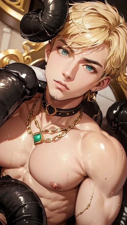 ((two boys)) High Art - Portrait of Apollo, god of love and beautyand a beautiful young man Cypress, 18 years old, ideal build, round soft ! ((((surrounded by giant black negro wrng wet penises, phal dicks))), His beautincredible . body structure - perfection ! Handsome young man . naked. only a loincloth fect chest muscles and big nipples on the chest . Emeral. blonde hair ,on the neck there is a gold chain with a sparkling pendant and on the hand there is a sparkling bracelet. In the Golden Palace ! top quality.