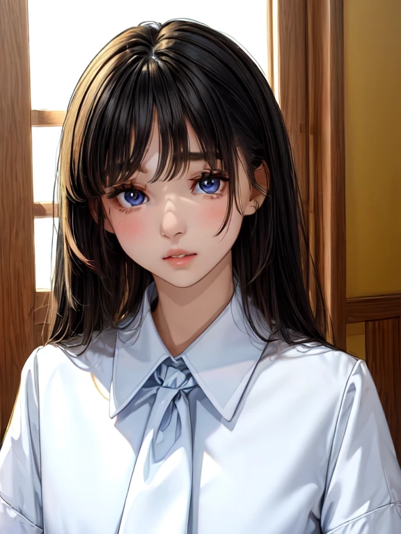 8k, highest quality, 女の子1people, (Skin dents), night, (dark), Transparent indoor background, (people々々), Beautiful Bangs, Nice,, (Clothing and uniforms:1.3),Soft lighting, charm, dark Room, (Shut your mouth.:1.2, Beautiful Eyes, Fine Eyes, Detailed Iris, Beautiful Lips, Beautiful Nose, Beautiful Face),(primary color:1.5)