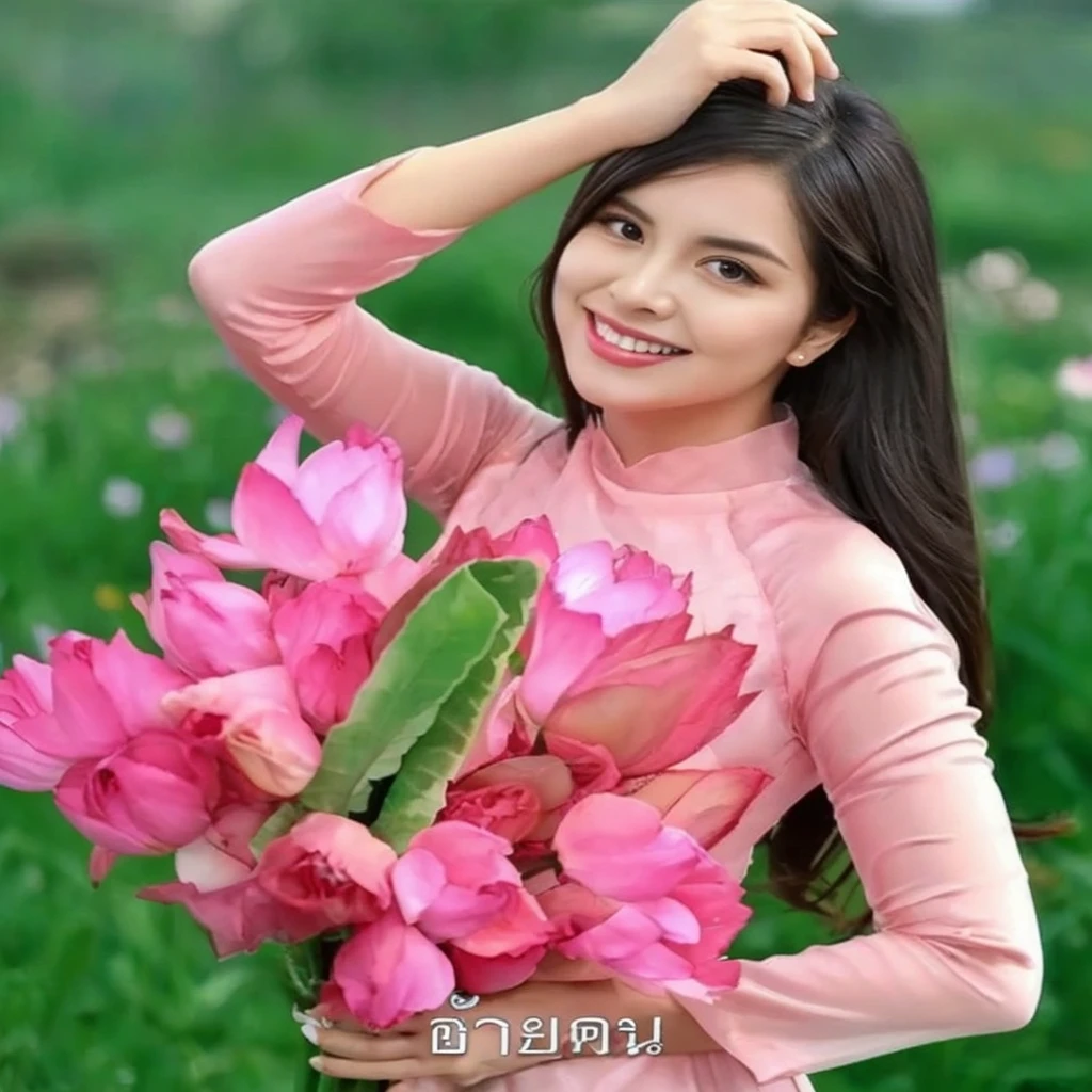 Beautiful and charming women in fashion trends, full body: 1.6, holding flowers, Random hairstyle, Sitting under a parasol, At the seaside, Random colored tight dress, The wind blows my hair., blue sky and white clouds, Delicate sexy collarbone, Chest cover, The goose egg face is charming., Double eyelids, The wise eyes of a peach blossom, pink lips, The nose is slightly turned up., bare shoulders, focused face, face close up, ultra high definition, Awesome details, Ultra-thin transparency, Fresh and good, see through, pink