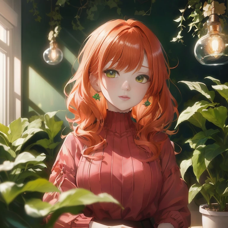 anime girl with red hair and green eyes sitting in front of a window, painted in anime painter studio, detailed digital anime art, digital anime illustration, made with anime painter studio, anime style 4 k, digital anime art, anime visual of a cute girl, beautiful anime portrait, realistic anime artstyle, anime. soft lighting, smooth anime cg art