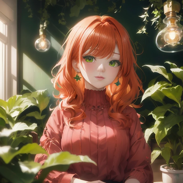 anime girl with red hair and green eyes sitting in front of a window, painted in anime painter studio, detailed digital anime art, digital anime illustration, made with anime painter studio, anime style 4 k, digital anime art, anime visual of a cute girl, beautiful anime portrait, realistic anime artstyle, anime. soft lighting, smooth anime cg art