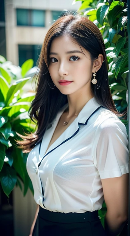 (((32k,High detail,High definition、masterpiece,Attention to detail,Esbian all over,solo))),RAW Photos & Realistic atmosphere,美しい濃いblue eyes,Mouth details,Glossy lips,Fine eyebrows,With soft white skin that shines in every detail、Detailed eyes、blue eyes,Very beautiful eyes,Detailed lips、Very beautiful face,Very well-formed face、A vivid face,Beautiful, shining lips, Realistic Young Gravure Idol, Very beautiful woman, , Young Sensual Gravure Idol, Young Gravure Idol, Beautiful and cute mature woman 26 years old,The whole body is wet,Dripping,Blushing,Very beautiful, Sexy and classy16 year old girl,Medium-long brown shiny hair,Wet hair,Dripping水,Dripping,(Looking into the camera:1.4),(darkness,Very dark,Use a flashlight、Illuminating an unlit subject in a pitch-black room:1.7),(Sexy,Healthy and toned body,HDT Vision Japan HDT Vision Black HDT Vision Black HDTV Uniform,((Thailand)),,Mature Body, I feel anxious and like crying,Watery eyes,Cold Smile,Glare,Glare顔も美しい,High Resolution Arm,,High Resolution Finger,:1.5),((Button-up collar shirt、Super huge、Pencil Skirt、necklace、Earrings、Sexy脚でまっすぐに座る、Esbian all over、Foliage plant、office)),((From the knee up、Backwards posture:2.0、The back side is visible))