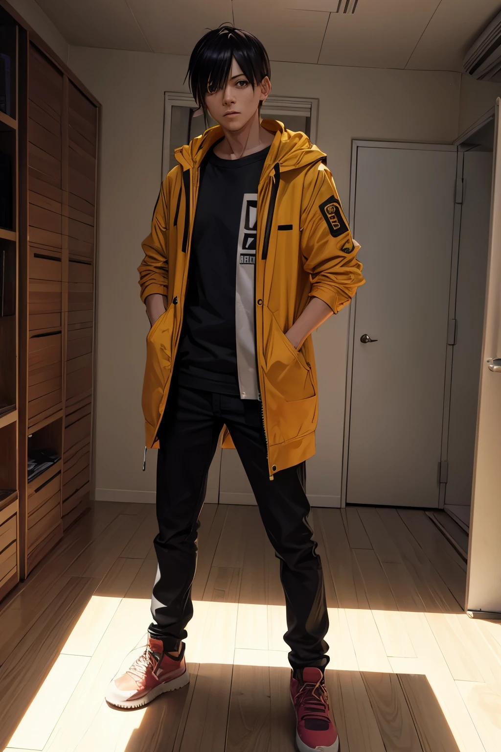 Genera una foto de asa mitaka de chainsaw man en ropa interior