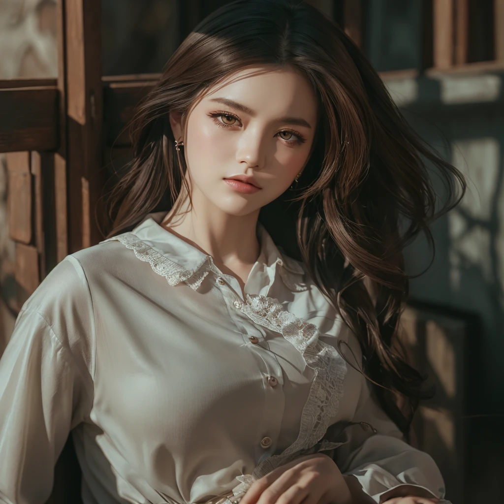 (วอลล์เปเปอร์ CG unity 8k ที่very detailed),(Masterpiece), (best quality), (very detailed), (best illustrations),(best shadow), cowboy shoot, (sharp eyeliner, eyelid, Detailed eyes:1.1), (city background:1.2), ,Take a break , Version 3 (Girls&#39; frontline), , 3D,8k,