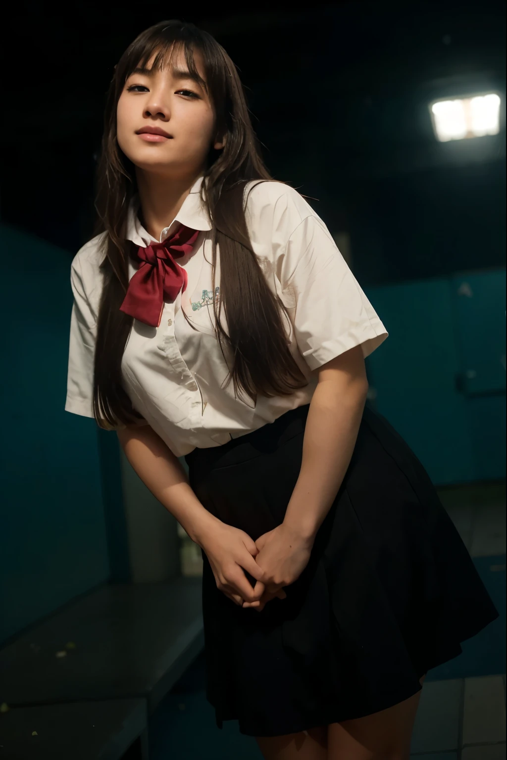 (Best quality, 8k, 32k, Masterpiece, UHD:1.2) "Imagine a picturesque Japanese high school setting inspired by romantic anime. Describe a sprawling campus nestled amid cherry blossom trees, their pink petals gently falling and carpeting the ground in a soft, pastel blanket. The school buildings are a blend of traditional and modern architecture, with large windows that allow natural light to flood the hallways and classrooms.

The central building is a multi-story structure with a grand entrance, featuring polished wooden floors and well-maintained hallways adorned with student artwork and motivational posters. Classrooms are bright and airy, with sliding doors that open to scenic views of the blossoming trees and the meticulously kept school gardens.

The school courtyard is a favorite gathering spot for students, with benches placed under the cherry blossoms, providing a perfect setting for heartfelt conversations and budding romances. Nearby, a koi pond adds to the serene atmosphere, its clear waters reflecting the beauty of the surrounding flora.

Describe the interactions between students, highlighting moments of shy glances, secret notes, and accidental touches that spark romantic feelings. The rooftop of the school is another iconic location, offering breathtaking views of the city and the distant mountains. It’s a private retreat where students often go to reflect, share confessions, and watch the sunset together.

Include scenes in the school’s library, a quiet and intimate space filled with rows of books and cozy reading nooks. Here, students find solace in the written word and often discover unexpected connections with their peers over shared interests.