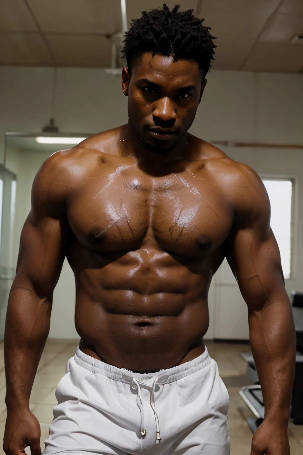 Create a sexy sweaty black man