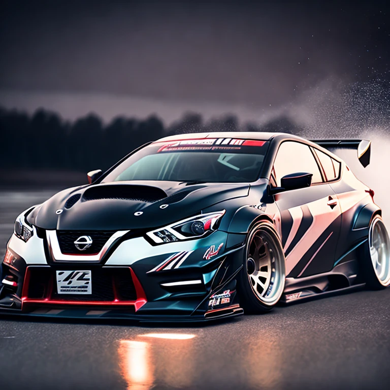 photo A Car, [Nissan|Toyota] Drift Spec, midnight (MidnightDrift style:1) <lora:djzMidnightDrift:0.8)