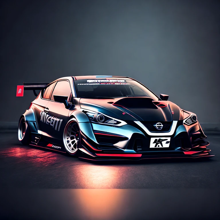 photo A Car, [Nissan|Toyota] Drift Spec, midnight (MidnightDrift style:1) <lora:djzMidnightDrift:0.8)