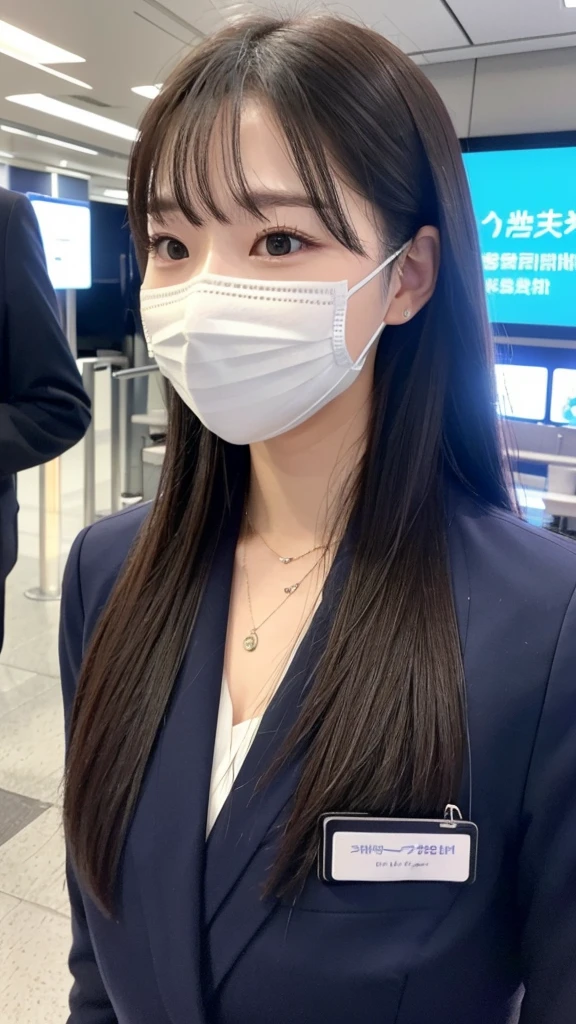 ＡＩBeauty、Cabin Attendant Prompt、plane、airport、Face masks