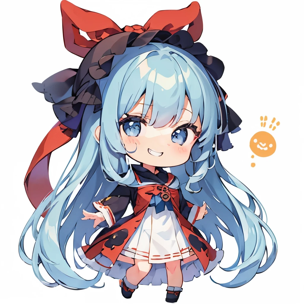 (masutepiece, Best Quality:1), 1girl in, Solo, Chibi, White background、Grin