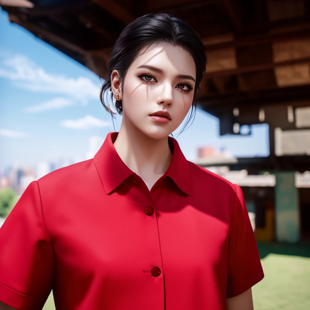 (วอลล์เปเปอร์ CG unity 8k ที่very detailed),(Masterpiece), (best quality), (very detailed), (best illustrations),(best shadow), cowboy shoot, (sharp eyeliner, eyelid, Detailed eyes:1.1), (city background:1.2), ,Take a break , Version 3 (Girls' frontline), , 3D,8k,