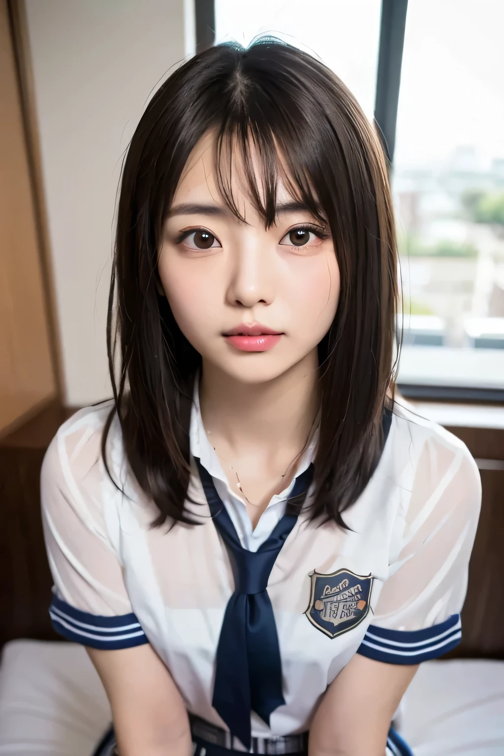 (highest quality, 8k, 32k, masterpiece, Ultra-high resolution:1.2), One girl, Beautiful Japanese Women, Tight waist, grey suit, Open jacket, office lady, suit, pants, From behind, Office Room, machine,  (Stick your butt out:1.2), Detailed face, short hair, From below, Raise one leg