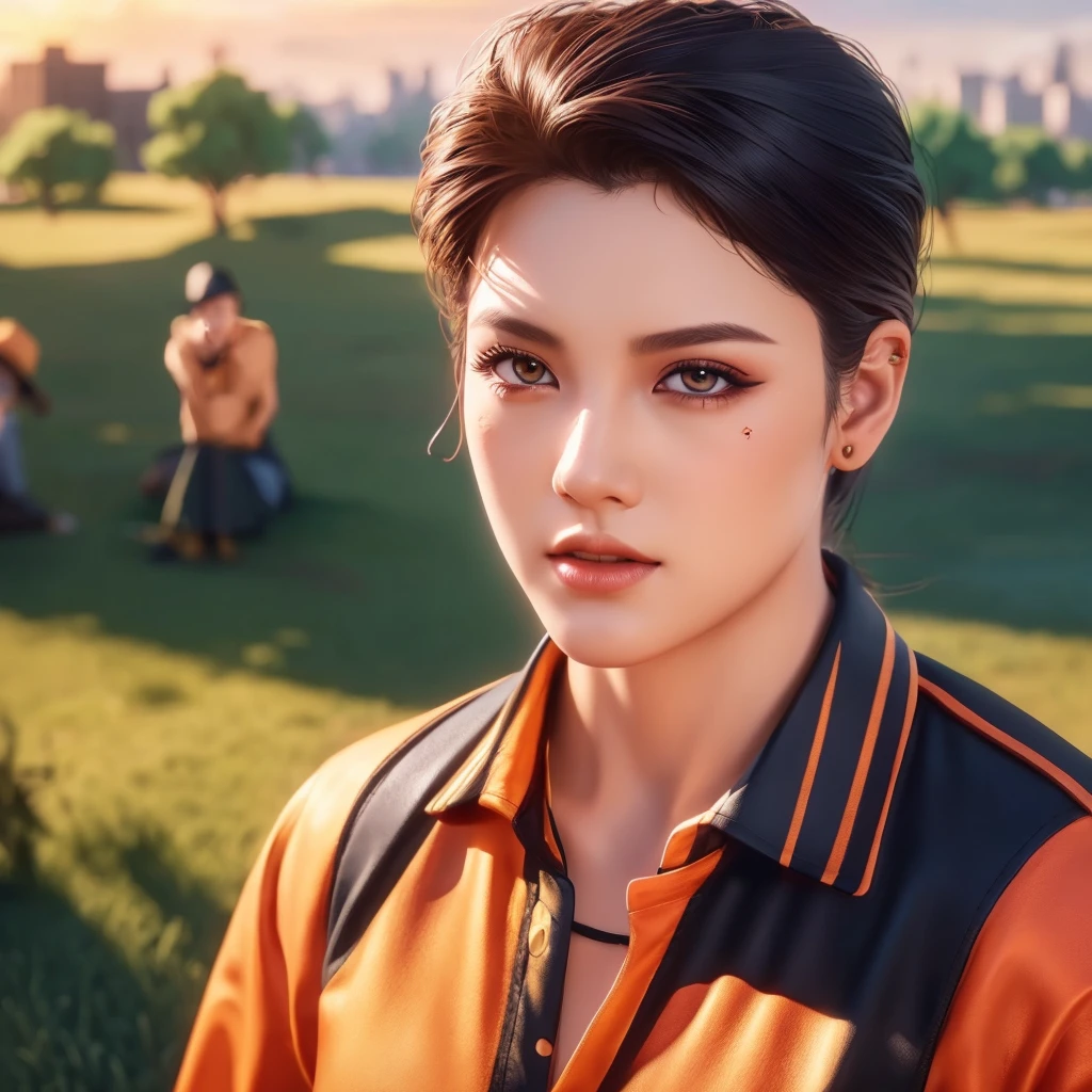 (วอลล์เปเปอร์ CG unity 8k ที่very detailed),(Masterpiece), (best quality), (very detailed), (best illustrations),(best shadow), cowboy shoot, (sharp eyeliner, eyelid, Detailed eyes:1.1), (city background:1.2), ,Take a break , Version 3 (Girls&#39; frontline), , 3D,8k,
