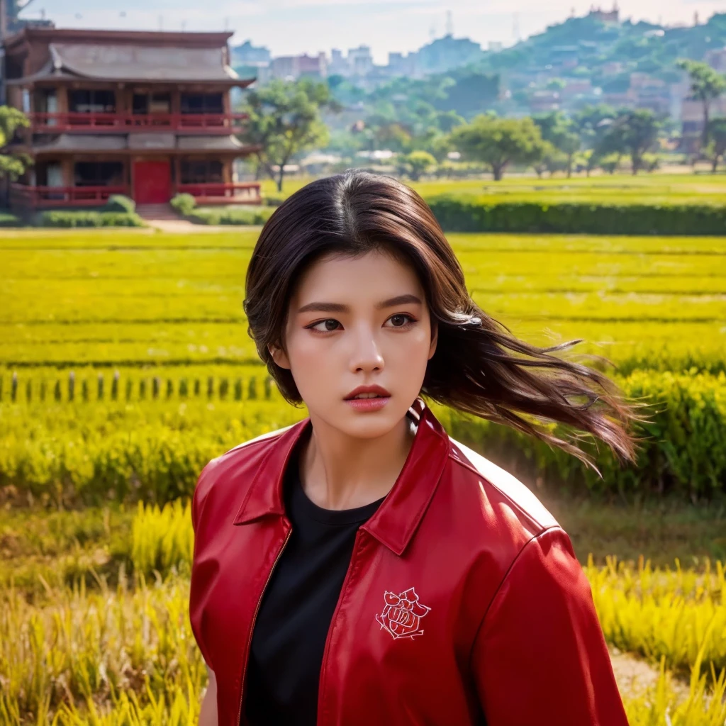 (วอลล์เปเปอร์ CG unity 8k ที่very detailed),(Masterpiece), (best quality), (very detailed), (best illustrations),(best shadow), cowboy shoot, (sharp eyeliner, eyelid, Detailed eyes:1.1), (city background:1.2), ,Take a break , Version 3 (Girls&#39; frontline), , 3D,8k,