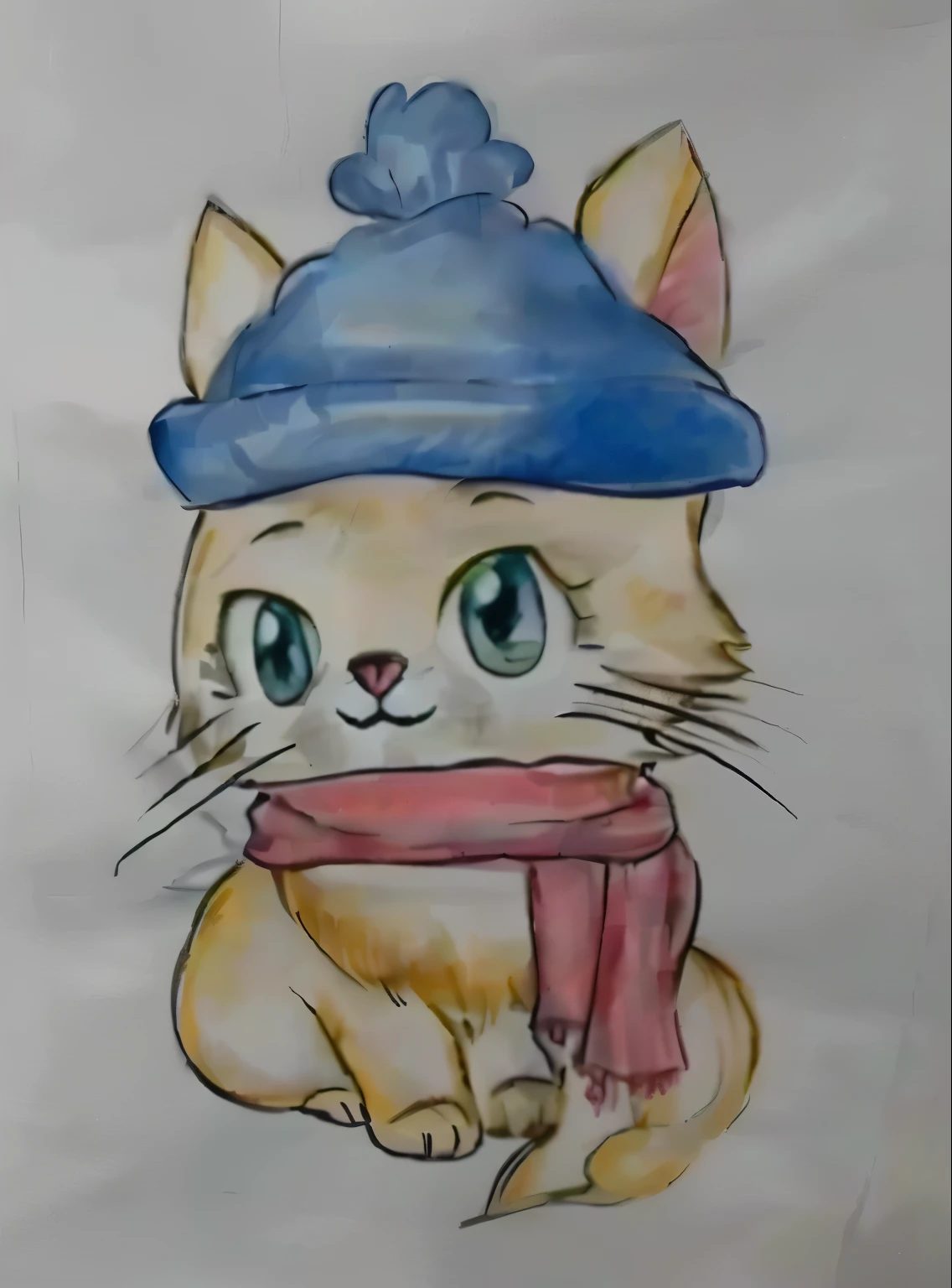 there is a drawing of a gato wearing a scarf, fluffy gato t - shirt design, gato design, em estilo cartoon, a cute gato, cute gato, gato. pintura digital, anthropomorphic gato, anthropomorphic female gato, gato detailed, anime gato, illustration of a gato, he is wearing a red scarf, kawaii gato, fofo de desenho animado