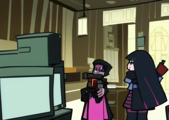 Stockings playing electronic machinegun