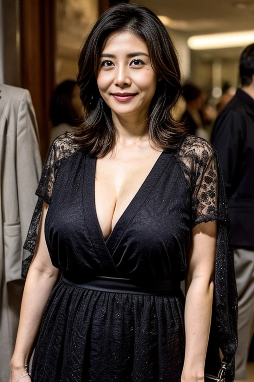 50 years old adult、Japanese woman、Black underwear、Big boobs、mall、