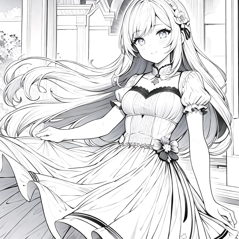 Beautiful Bride Asuka Langley joyful dancing in her weddig gown, en pointe, white background, tiara
monochrome, lineart, <lora:animeoutlineV4_16:1>