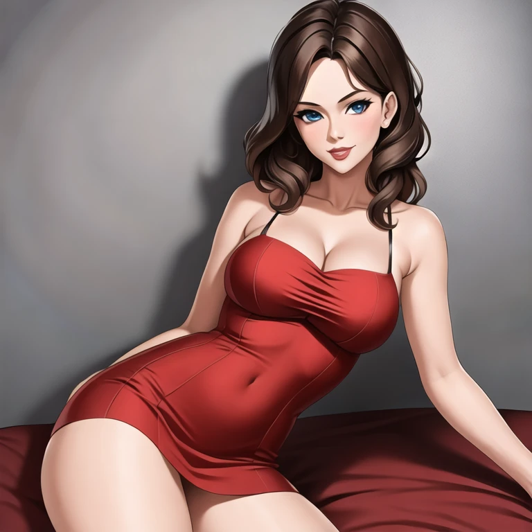 Lexa Doig, short red dress, white panties