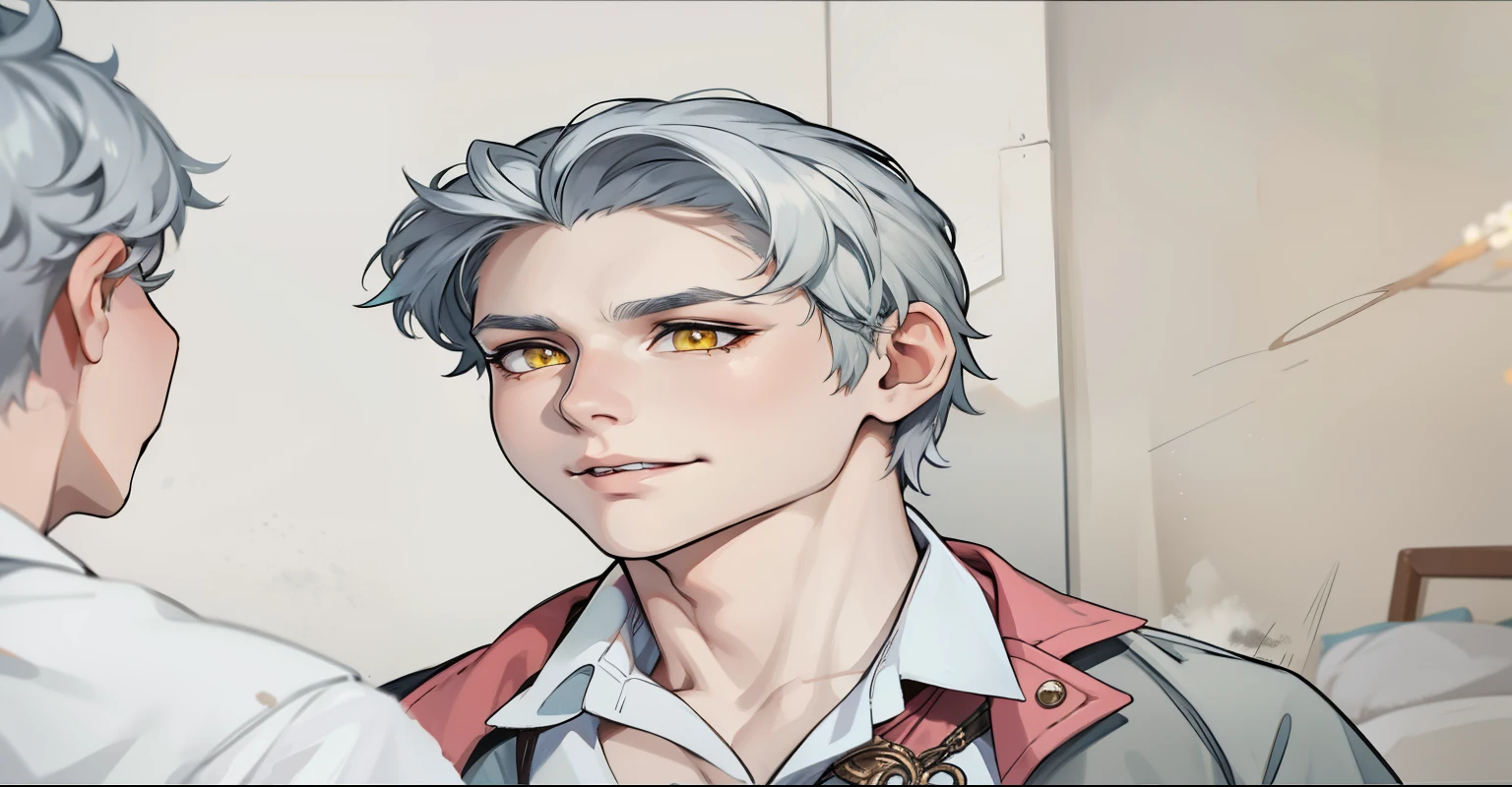 white hair yellow eyes  men 