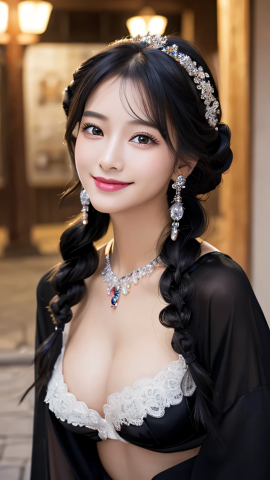 (masterpiece:1.3), (8k, Photorealistic, Raw photo, Best image quality: 1.4), Japanese 、Take a full-body photo，gypsy，fortune teller，Black costume，Wearing a hood，crystal，Natural color lip，(Random Hairstyles:1.2)、Cleavage:1.2、Super detailed face、Attention to detail、double eyelid、Put your chest together、Sharp focus:1.2、Beautiful woman:1.4、Black Hair、highest quality、masterpiece、超A high resolution、(Photorealistic:1.4)、Highly detailed and professionally lit smile、