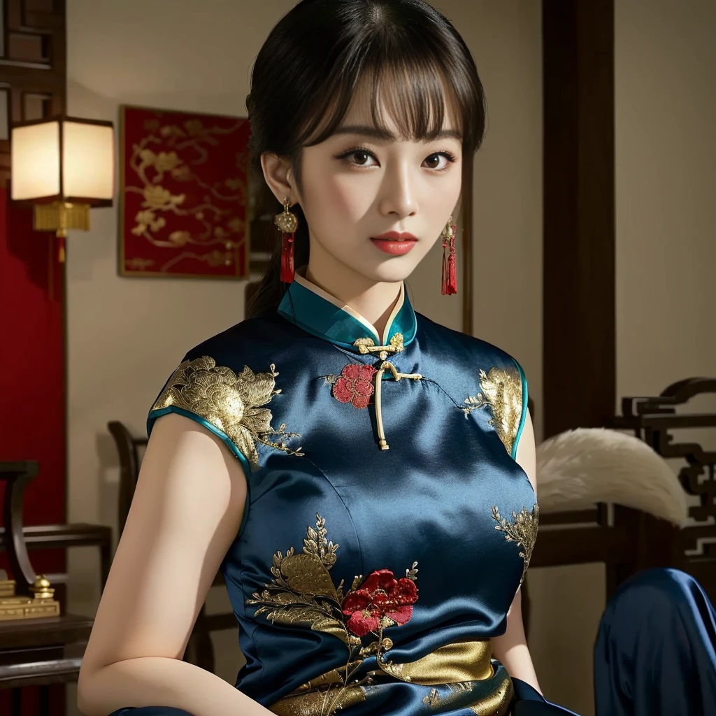 asian woman aarav woman in red dress, Dark Green, Good quality, expensive silk,) sitting on a chair, Cheongsam, Chinese dress, traditional chinese, Chinese style, traditional chinese clothing, Chinese woman, Chinese girl, Chinese dress, Wear beautiful clothes., with ancient Chinese aesthetics, with ancient Chinese clothes, Detailed dress and facial features, Wear a luxurious silk dress., elegant japanese woman, Wear gorgeous clothes., traditional beauty poses for pictures, Chinese woman, traditional chinese, Cheongsam, Chinese girl, traditional chinese clothing, Chinese dress, elegant japanese woman, traditional beauty, Chinese style, asian woman, beautiful oriental woman, Wear a blue cheongsam., cute woman, Gorgeous Chinese model, In a blue cheongsam