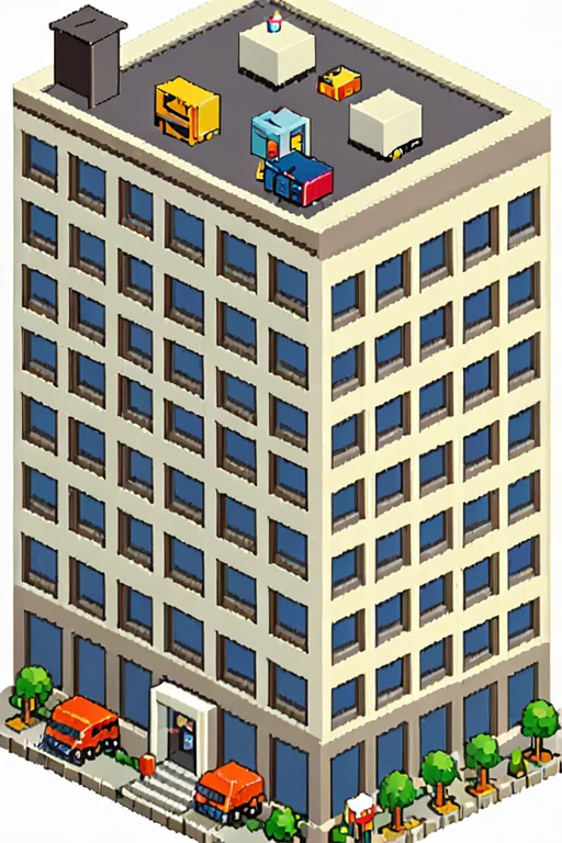 highly detailed isometric pixelart close-up of a __building__, simple white background, eboy style