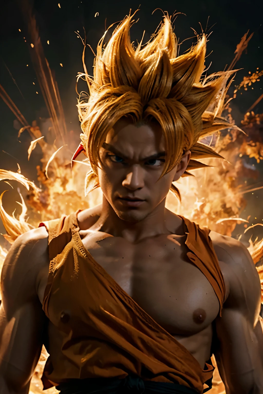 Son goku de dragon ball z com super sayajin nivel 2