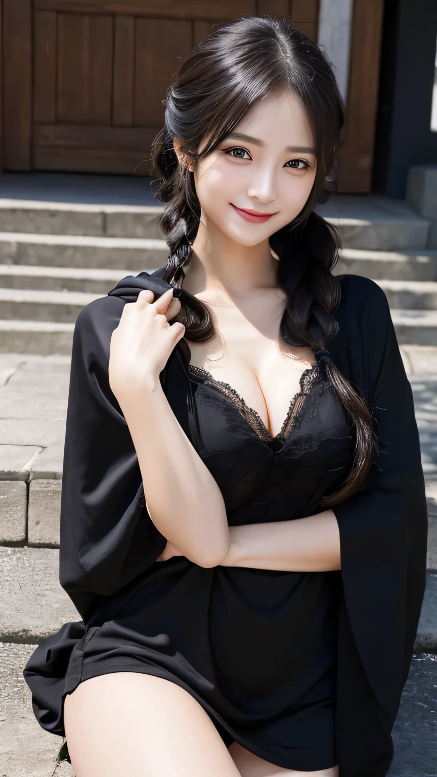 (masterpiece:1.3), (8k, Photorealistic, Raw photo, Best image quality: 1.4), Japanese 、Take a full-body photo,fortune teller,Black costume,Wearing a hood,I have a crystal,Natural color lip,(Random Hairstyles:1.2)、Cleavage:1.2、Super detailed face、Attention to detail、double eyelid、Put your chest together、Sharp focus:1.2、Beautiful woman:1.4、Black Hair、highest quality、masterpiece、超A high resolution、(Photorealistic:1.4)、Highly detailed and professionally lit smile、