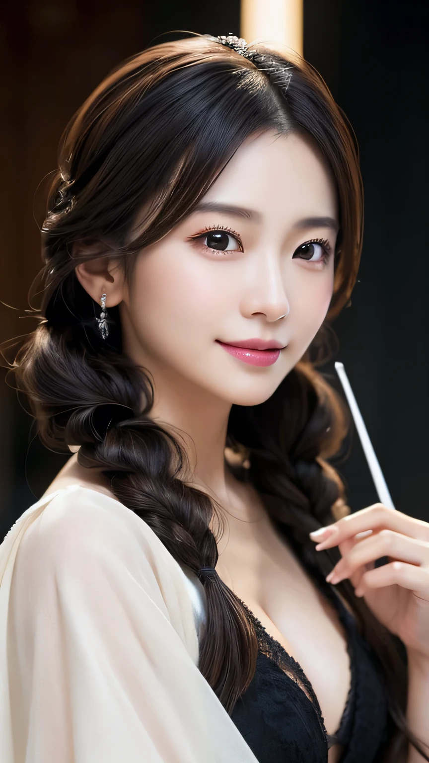 (masterpiece:1.3), (8k, Photorealistic, Raw photo, Best image quality: 1.4), Japanese 、Take a full-body photo，Wizard，fortune teller，Magic wand，Black costume，Put a hood on your head，holding a crystal ball in hand，Natural color lip，(Random Hairstyles:1.2)、Cleavage:1.2、Super detailed face、Attention to detail、double eyelid、Put your chest together、Sharp focus:1.2、Beautiful woman:1.4、Black Hair、highest quality、masterpiece、超A high resolution、(Photorealistic:1.4)、Highly detailed and professionally lit smile、