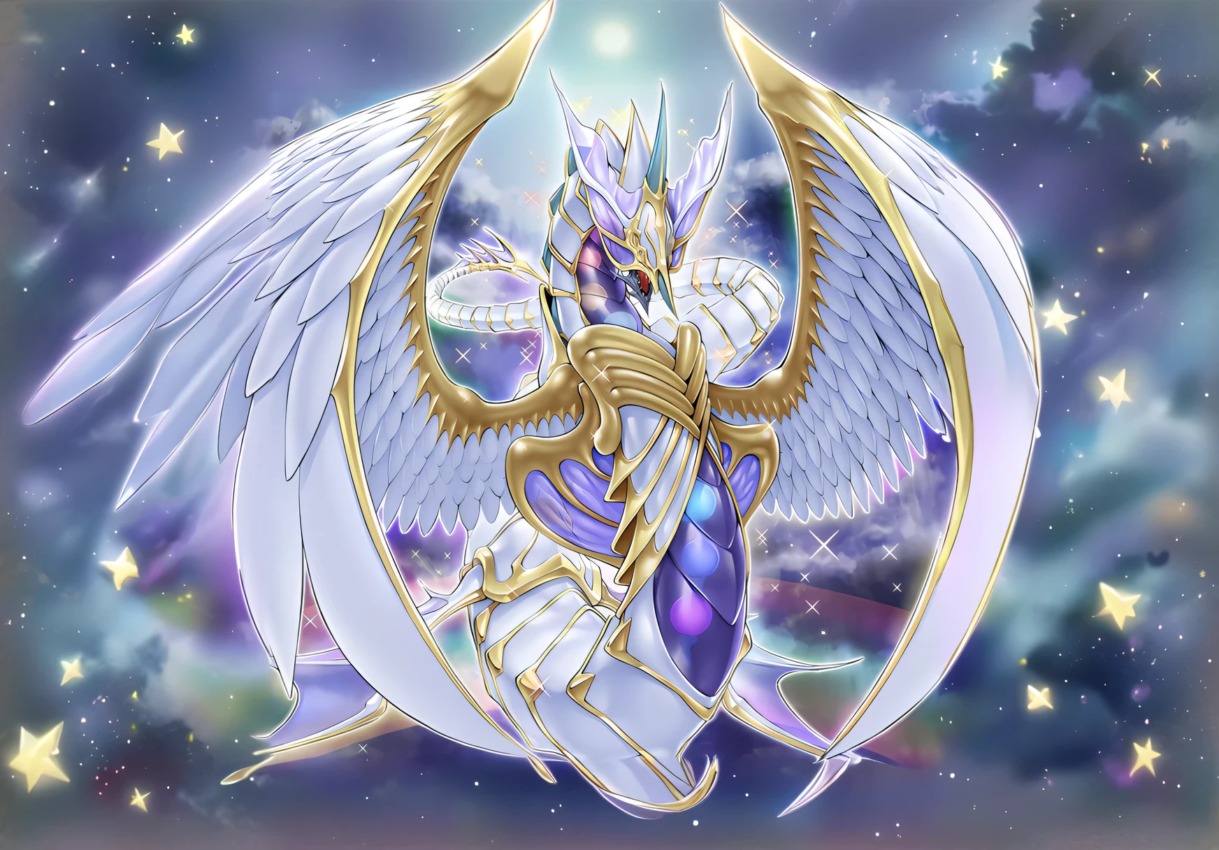 alas de angel sobre un cielo nocturno estrellado y brillante