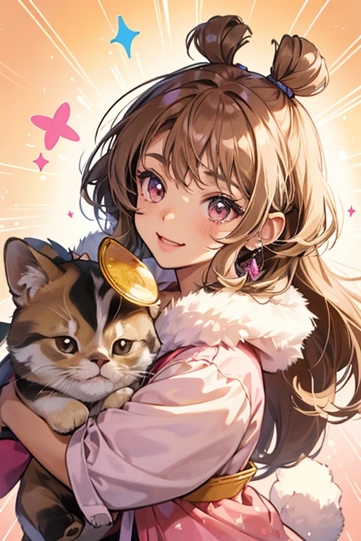 Chokomakatchi has light tan skin with fluffy light brown hair on her head. She has a white stripe on her face and two tiny ears. She always carries a pink magnifying glass. SPARKLE; GLITTER