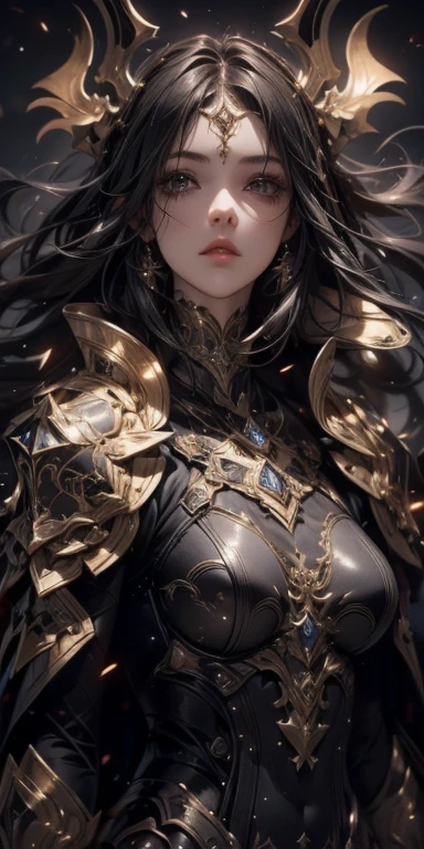 Beauty girl in darker full armor, ultra detailed artistic photography midnight aura