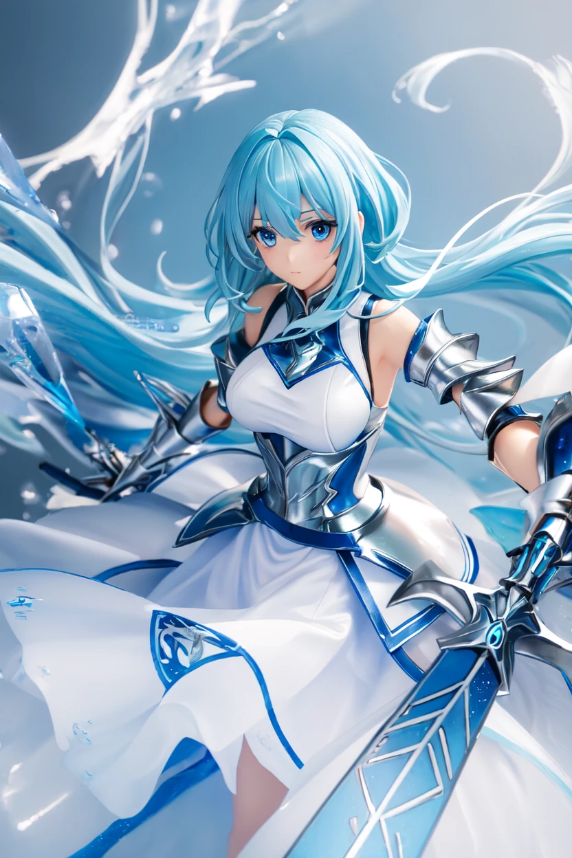 1girl, white background, (sky 1.5), blue eyes, clouds, (flowing long hair), blue hair, (delicate eyes), (very detailed CG, best shadows, depth of field, illustration, perfect details, half body , (and its refined 1.1), beautiful concept art, white background