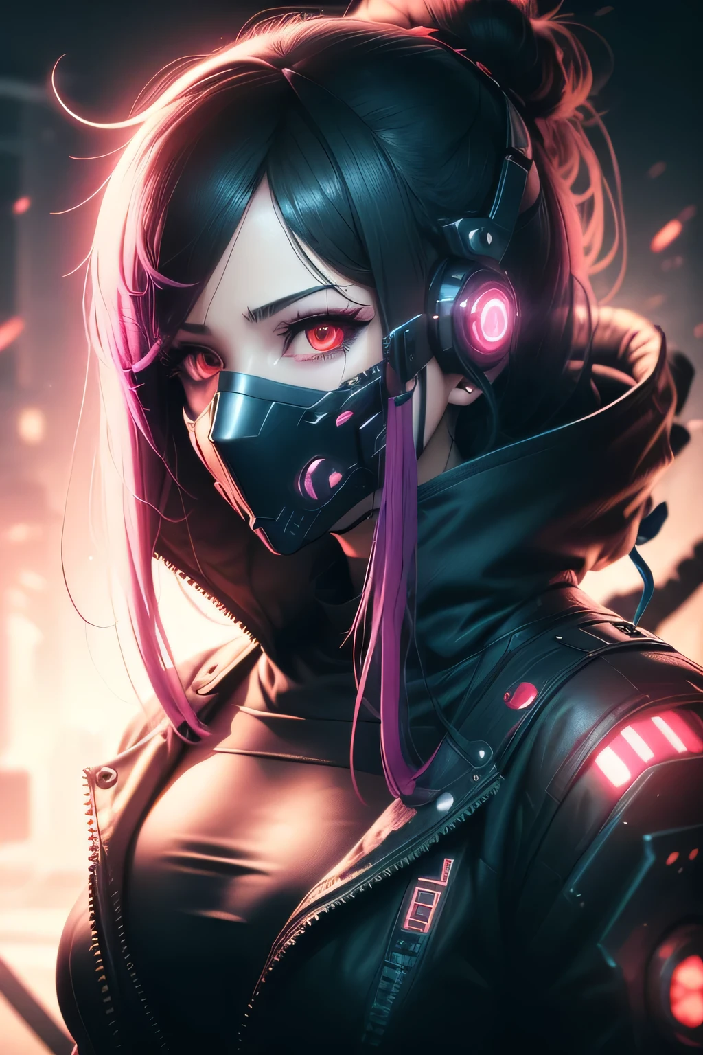 A close up of a woman with a mask, cyberpunk anime art, digital cyberpunk anime art, cyberpunk anime girl, digital cyberpunk - anime art, female cyberpunk anime girl, cyberpunk anime anime art, Mech cyborg girl, cyberpunk art style, cute cyborg, cyborg, aesthetic cyberpunk style, cyberpunk horror style, cute cyberpunk girl face