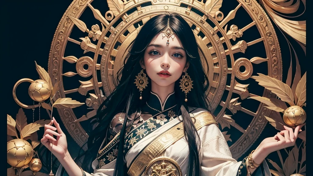 (masterpiece, highest quality, highest quality, Official Art, beautiful and aesthetic:1.2), (1 girl), Very detailed,colorful,Most detailed, Official Art, unity 8k wallpaper, Very detailed, beautiful and aesthetic, beautiful, masterpiece, highest quality, (zenTangle, Mandala, Tangle, enTangle) ,Holy Light,Gold foil,Gold leaf art,Sparkly Painting, Perfect NWSJ seriously