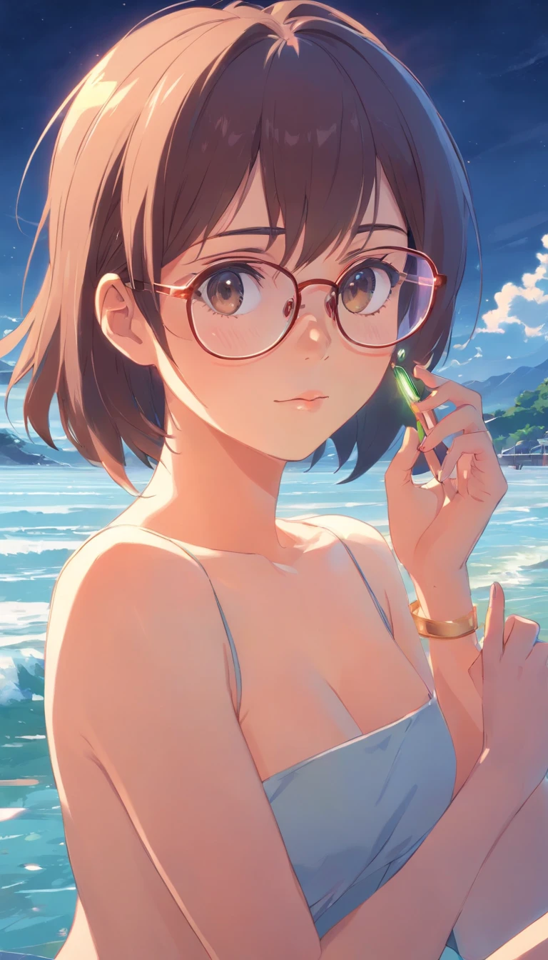 Japanese style woman nude Glasses