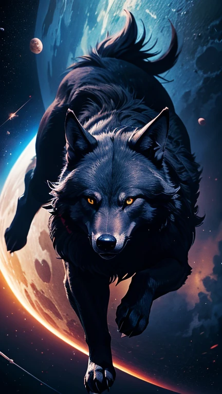 A Huge Wolf Demon in Space