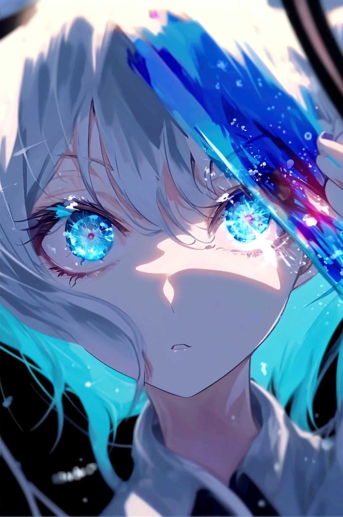 Anime girl with blue hair and blue eyes floating in water, style of anime4 K, Anime art wallpaper 4k, Anime art wallpaper 4 K, 4K anime wallpaper, Anime wallpaper 4K, Anime wallpaper 4 k, Anime art wallpaper 8 K, wallpaper anime blue water, Detailed digital anime art, Beautiful anime artwork, ultra hd anime wallpaper, 4k manga wallpapers