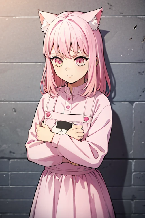 Cat girl pink hair medium pink dress