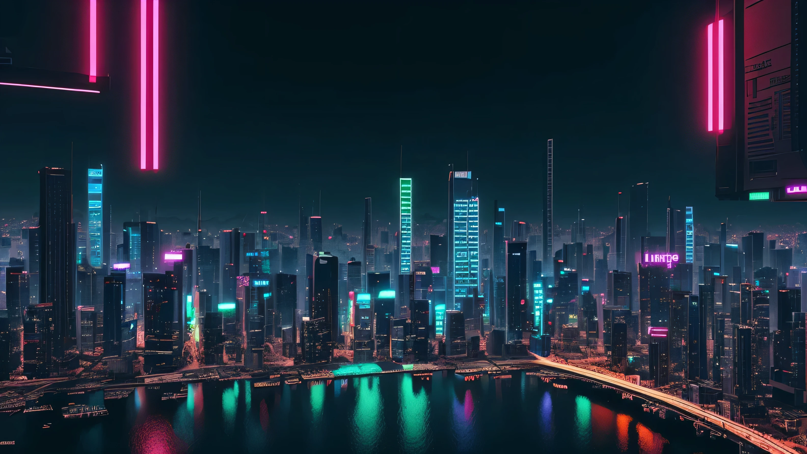 Absurd resolution, high resolution, (Obra de arte: 1.4), hiper-detalhe, cidade cyberpunk, noite, neon, vista de uma sacada, high buildings.