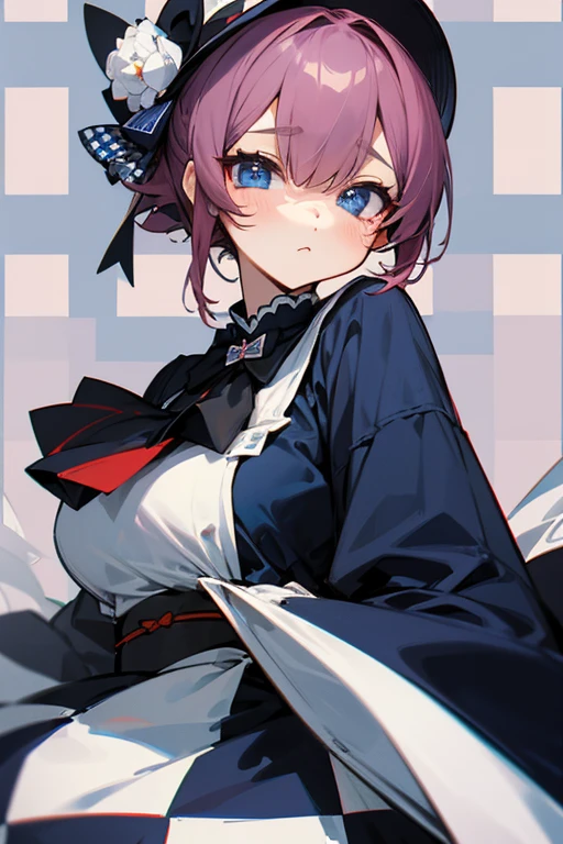 MS. cute、Taisho、Checkerboard Pattern、Beautiful Eyes、Embarrassing、Navy Blue and Red