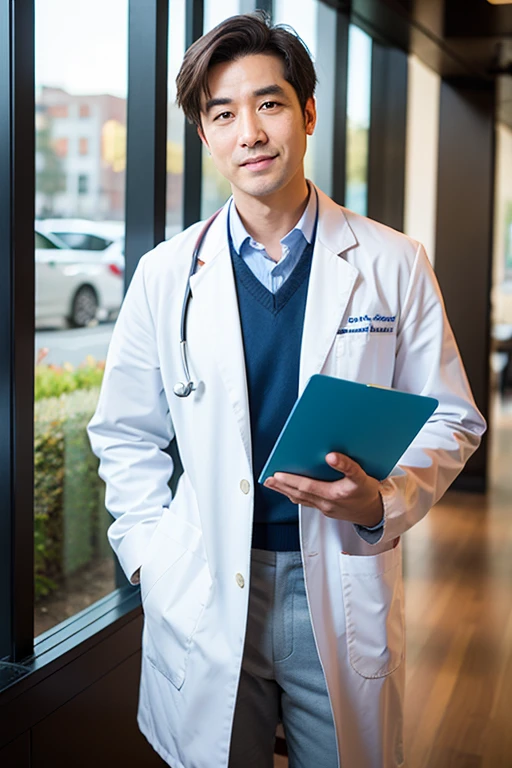 A male doctor at a downtown orthopedic clinic