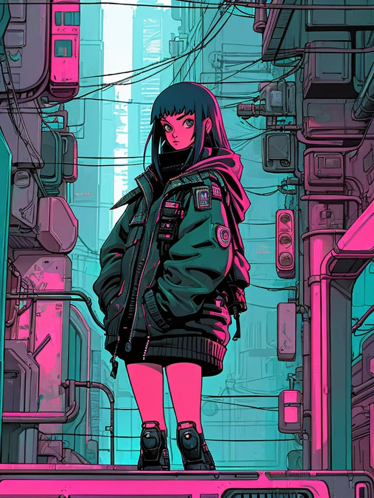 Lofi style girl in cyberpunk city