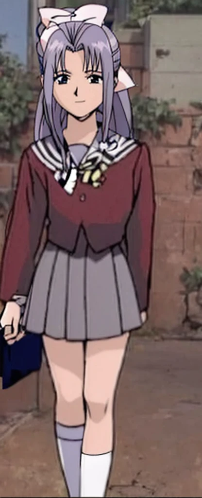 Momoko Koigakubo, a tall girl with beautiful legs, is standing on the street in a miniskirt sailor uniform with a smile on her face.。