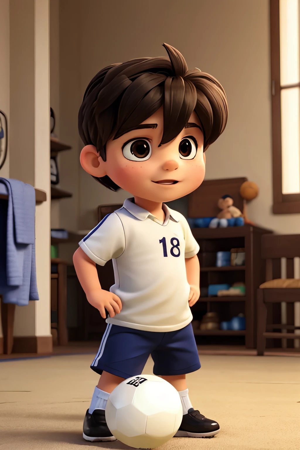 Little boy playing soccer